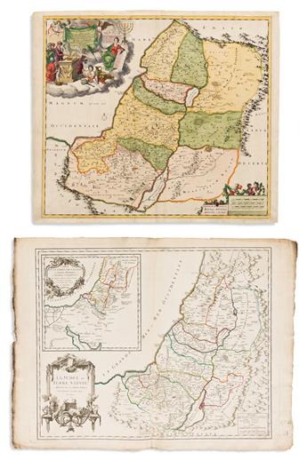 (HOLY LAND.) Group of 8 seventeenth-and-eighteenth century double-page engraved maps.